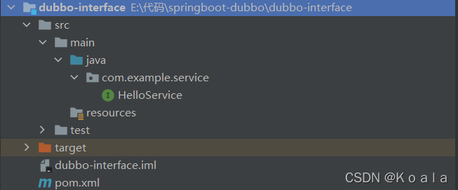 dubbo-interface的專案結構