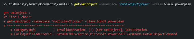 為 Win32_powerplan 呼叫 get-wmiobject 時出錯