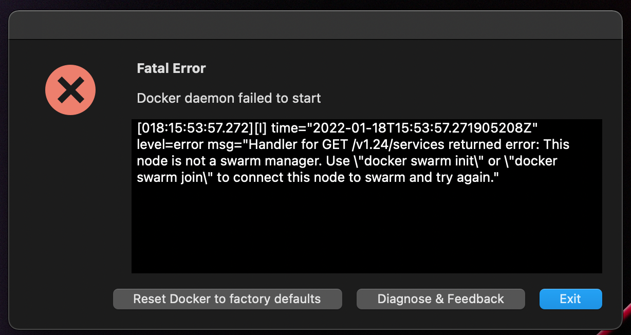 致命錯誤：Docker 守護程式無法使用 Docker Desktop 啟動