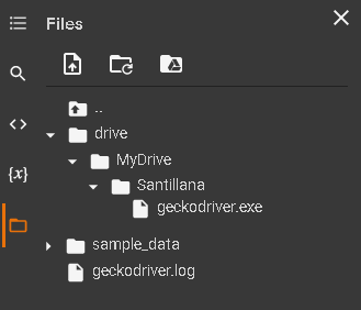 FileNotFoundError: [Errno 2] No such file or directory: '/content/drive/MyDrive/Santillana/geckodriver' 在 Google Colab 中使用 Selenium 庫