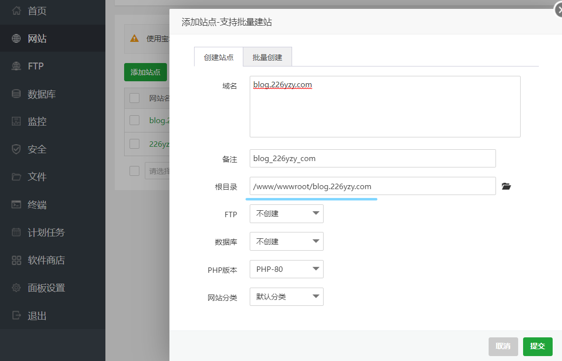 寶塔網站配置