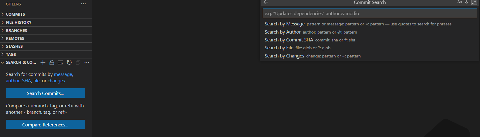在 VSCode 或 Visual Studio 中通過提交訊息搜索提交