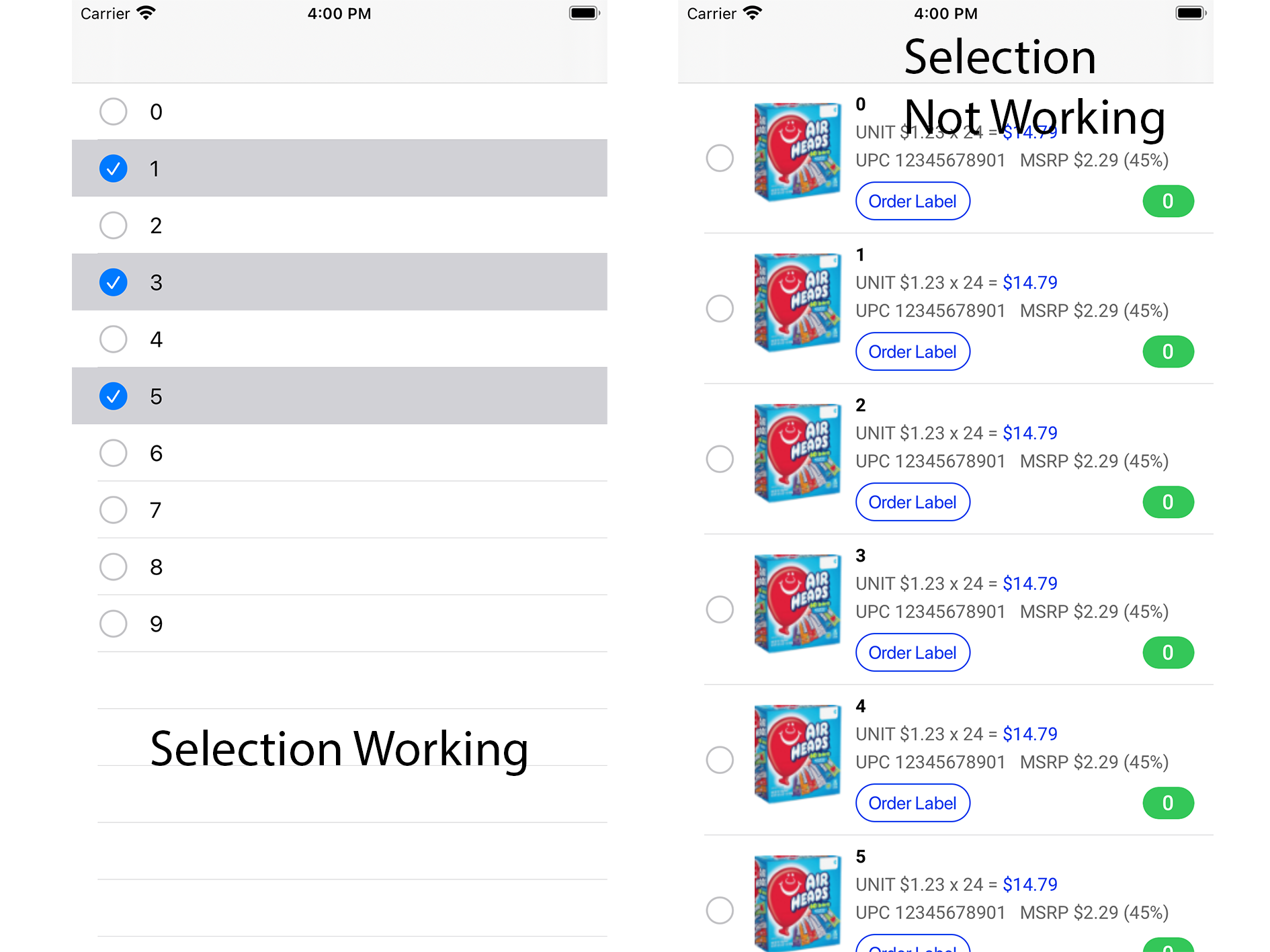 allowMultipleSelectionDuringEditing 不適用于自定義 UITableviewCell