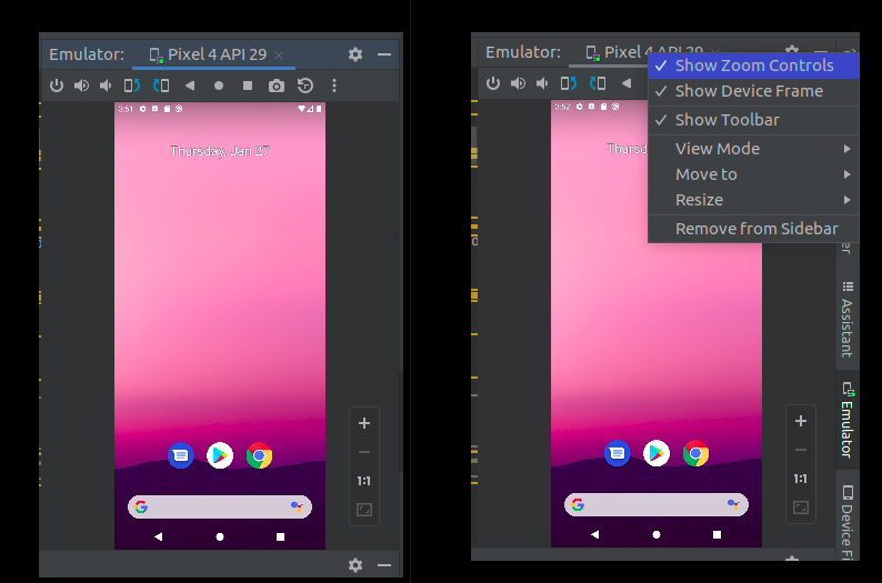 如何從 Android Studio Bumblebee 隱藏縮放控制器？