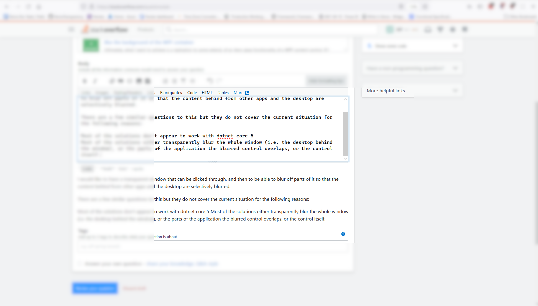 是否可以在部分視窗的 WPF 中具有透明的丙烯酸模糊效果？