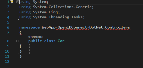 Visual Studio - ASP.NET Core - 添加新類時的問題