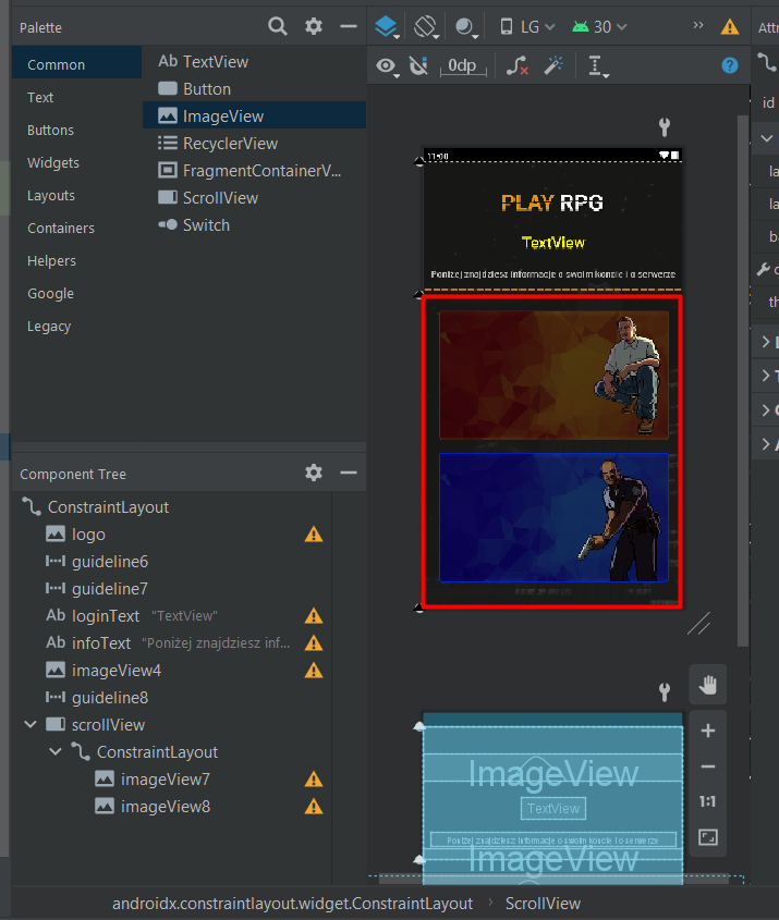 布局中的 Android Studio ScrollView