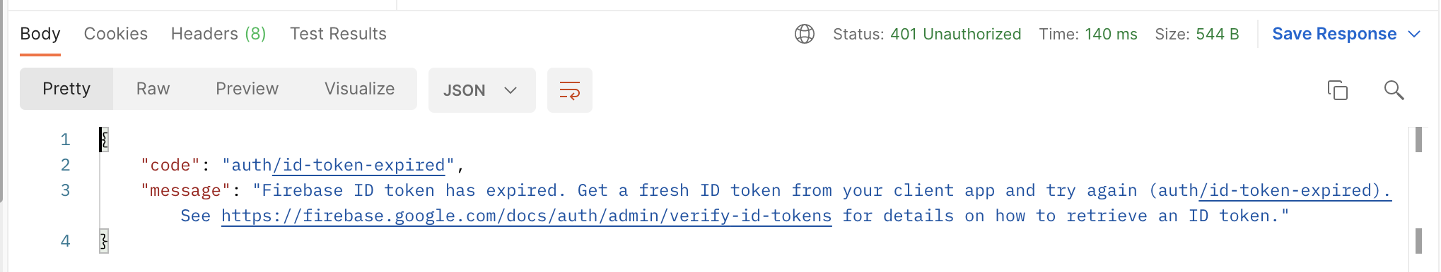API 拋出 401 身份驗證錯誤時讀取錯誤資訊