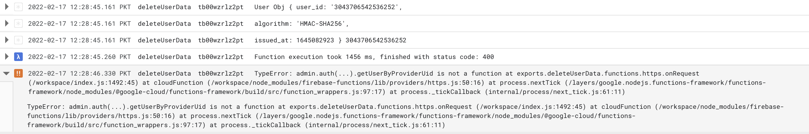 firebase admin.auth().getUserByProviderUid 不是函式