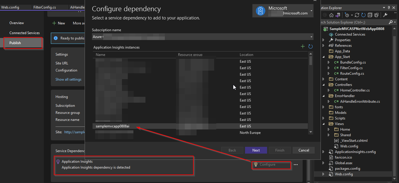 如何在 ASP.NET MVC 應用程式中跟蹤實時指標的依賴關系、例外和請求？