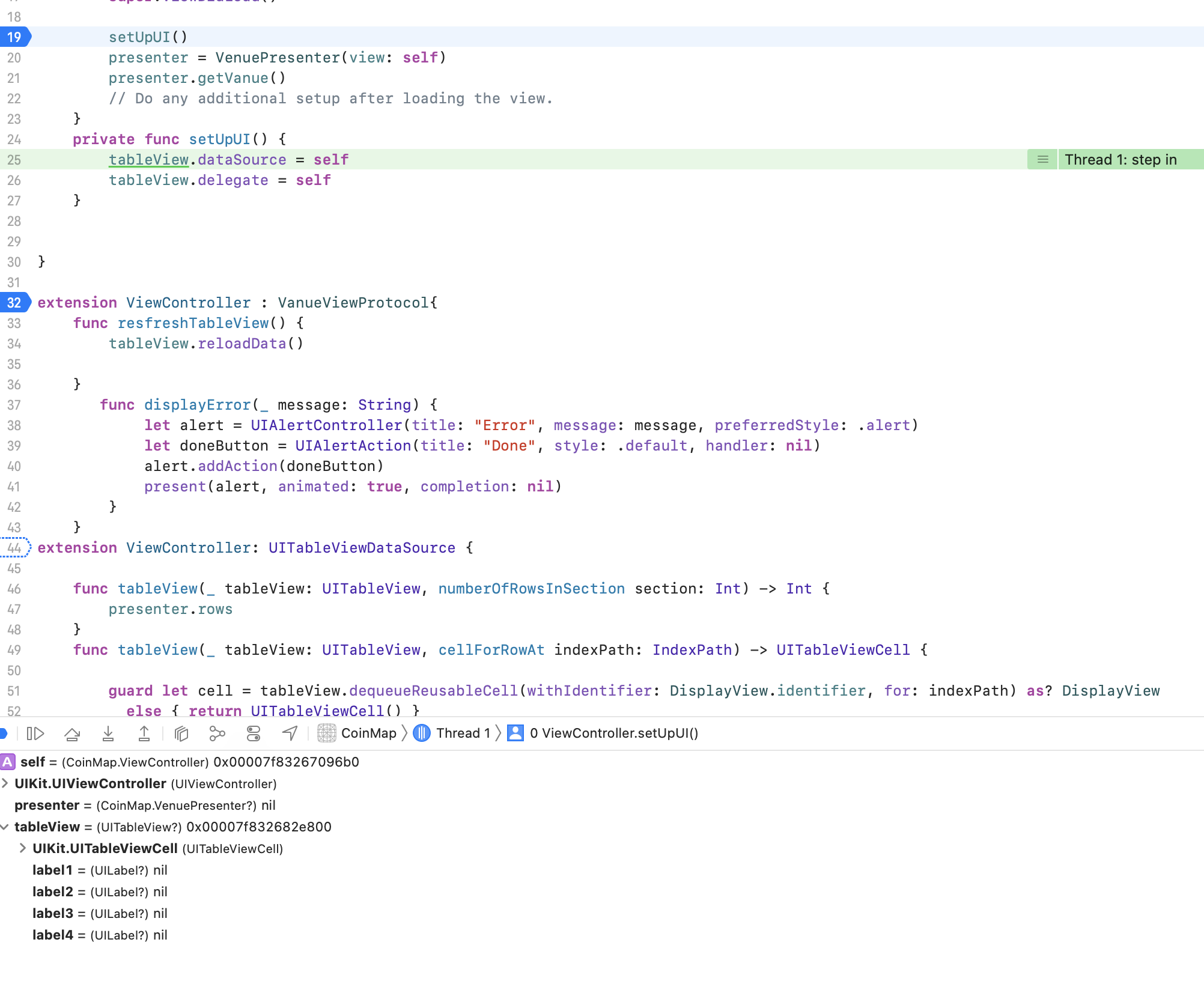 在 Swift 中，無法識別的選擇器發送到實體 0x7fecc7011000