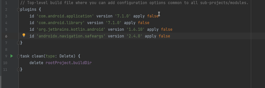 在我的根級 build.gradle 檔案中的何處添加存盤庫？