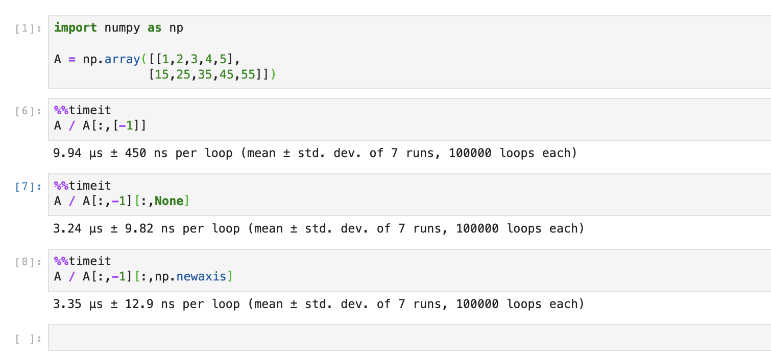 使用沿軸 1 的最后一個值標準化多維 numpy 陣列