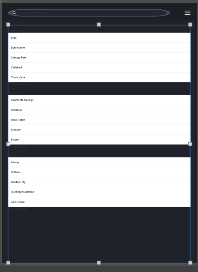 自定義 UIView 中的 UITable 視圖