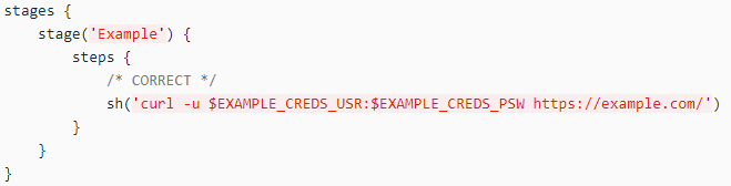 Jenkins - 如何在同一個 shell 字串中使用憑據和引數？
