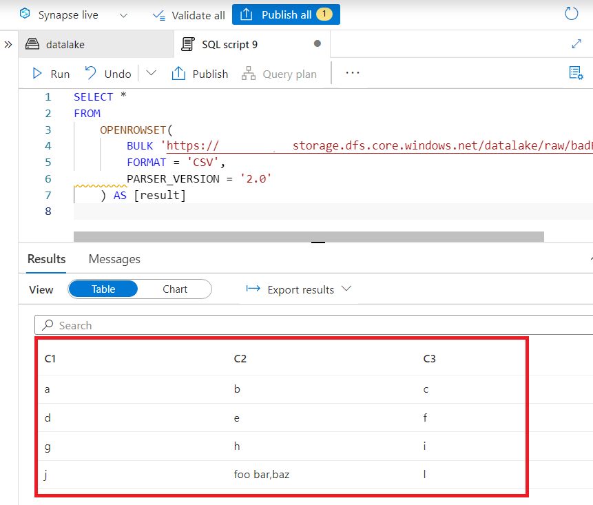 由于某些欄位中出現意外換行,SQL COPY INTO 無法決議 CSV。ROWTERMINATOR 和 FIELDQUOTE 引數不起作用