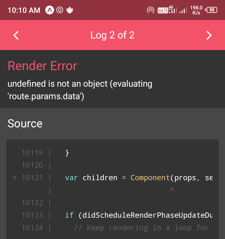 如何解決 undefined is not an object (evaluate 'route.params.data') in react native？