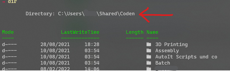 如何從 PowerShell 中的 dir 命令中洗掉當前路徑？