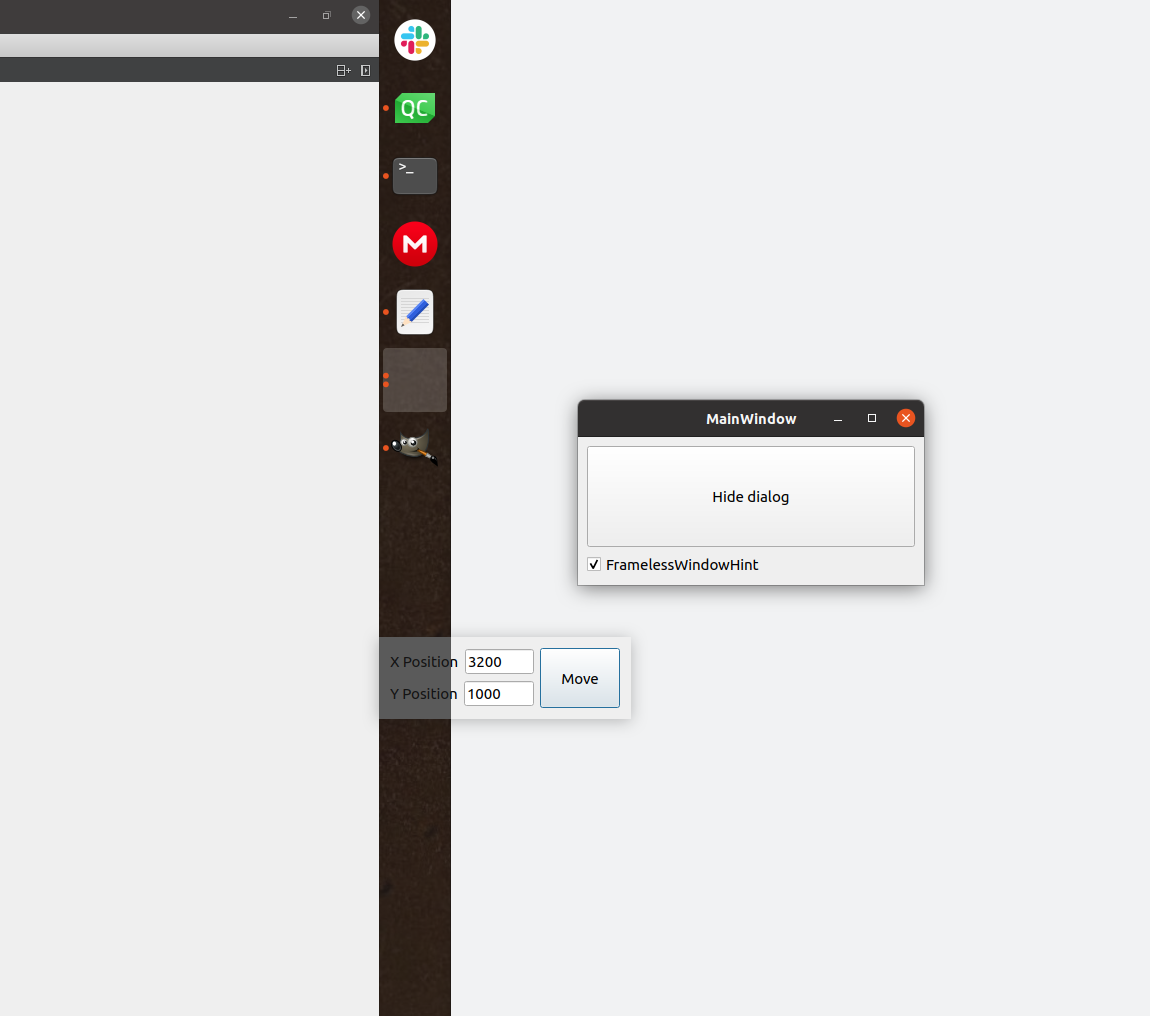 QDialog::move() 不考慮具有多個螢屏的 Ubuntu 上的任務欄