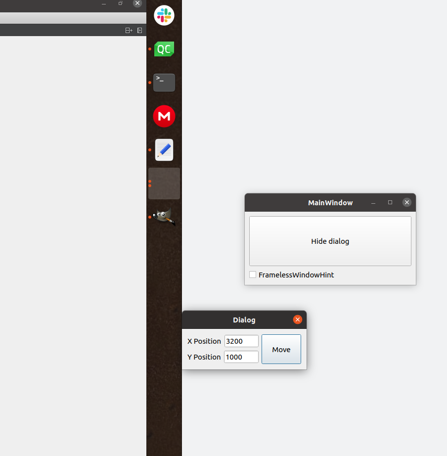 QDialog::move() 不考慮具有多個螢屏的 Ubuntu 上的任務欄