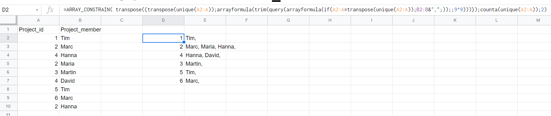 Google 表格:用于匯總文本連接陣列的 Arrayformula(查詢/過濾器...)