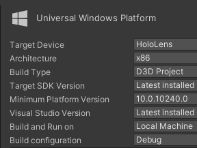 部署選項列灰顯,沒有要部署的平臺選項 - Visual Studio 2022、Hololens 1、Unity 2021