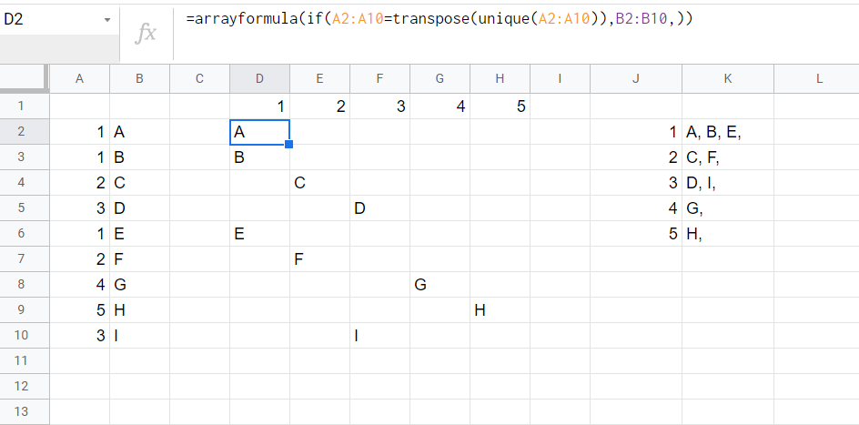 Google 表格:用于匯總文本連接陣列的 Arrayformula(查詢/過濾器...)