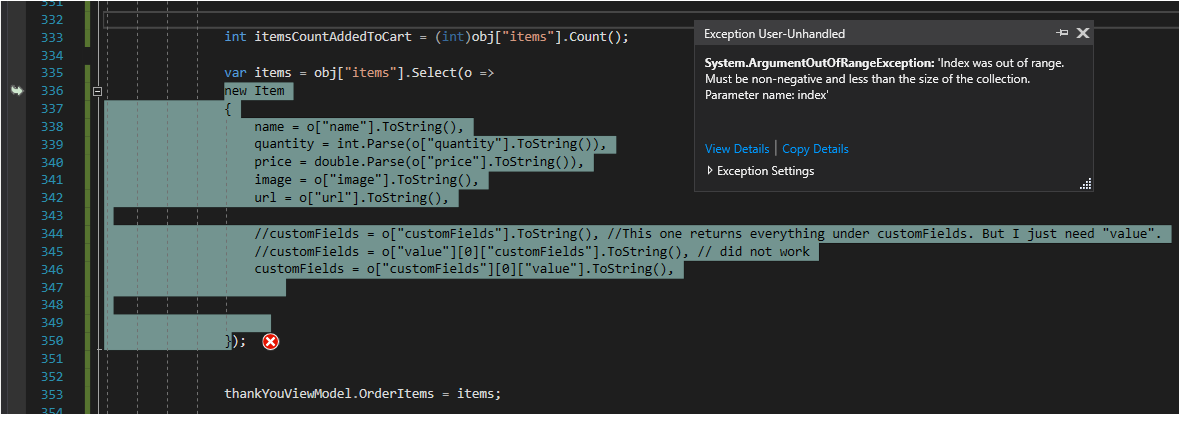 復雜的嵌套陣列試圖查找物件是否為空 c# asp.net