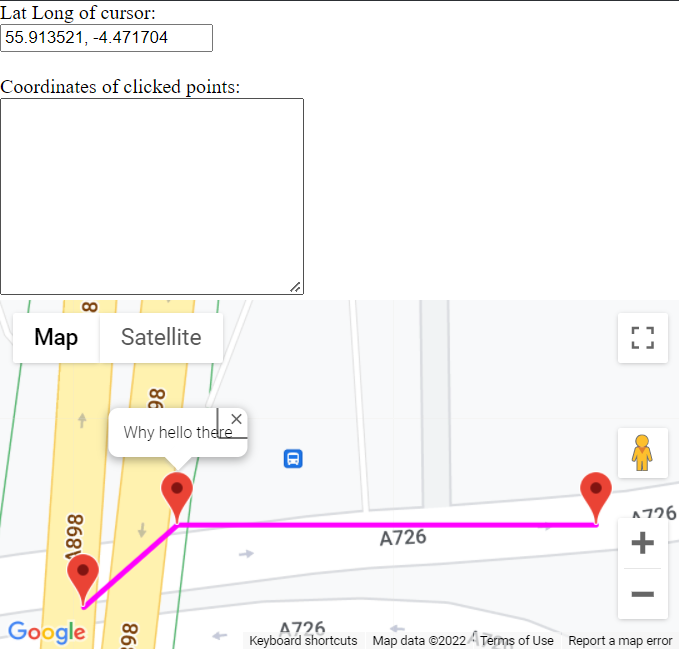 向 Google 地圖添加新的點擊偵聽器時出錯。地圖是由PHP創建的JS創建的