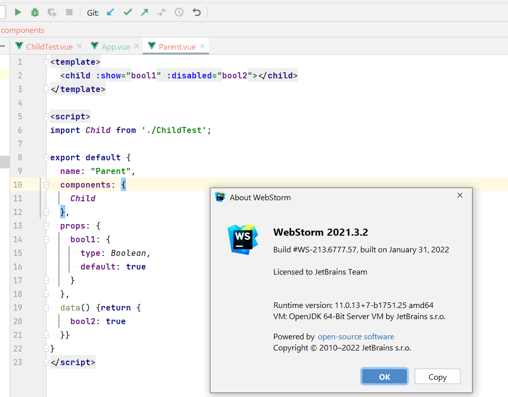為什么 WebStorm 將 Vue 中的布爾屬性標記為在 Vue 組件中無效?