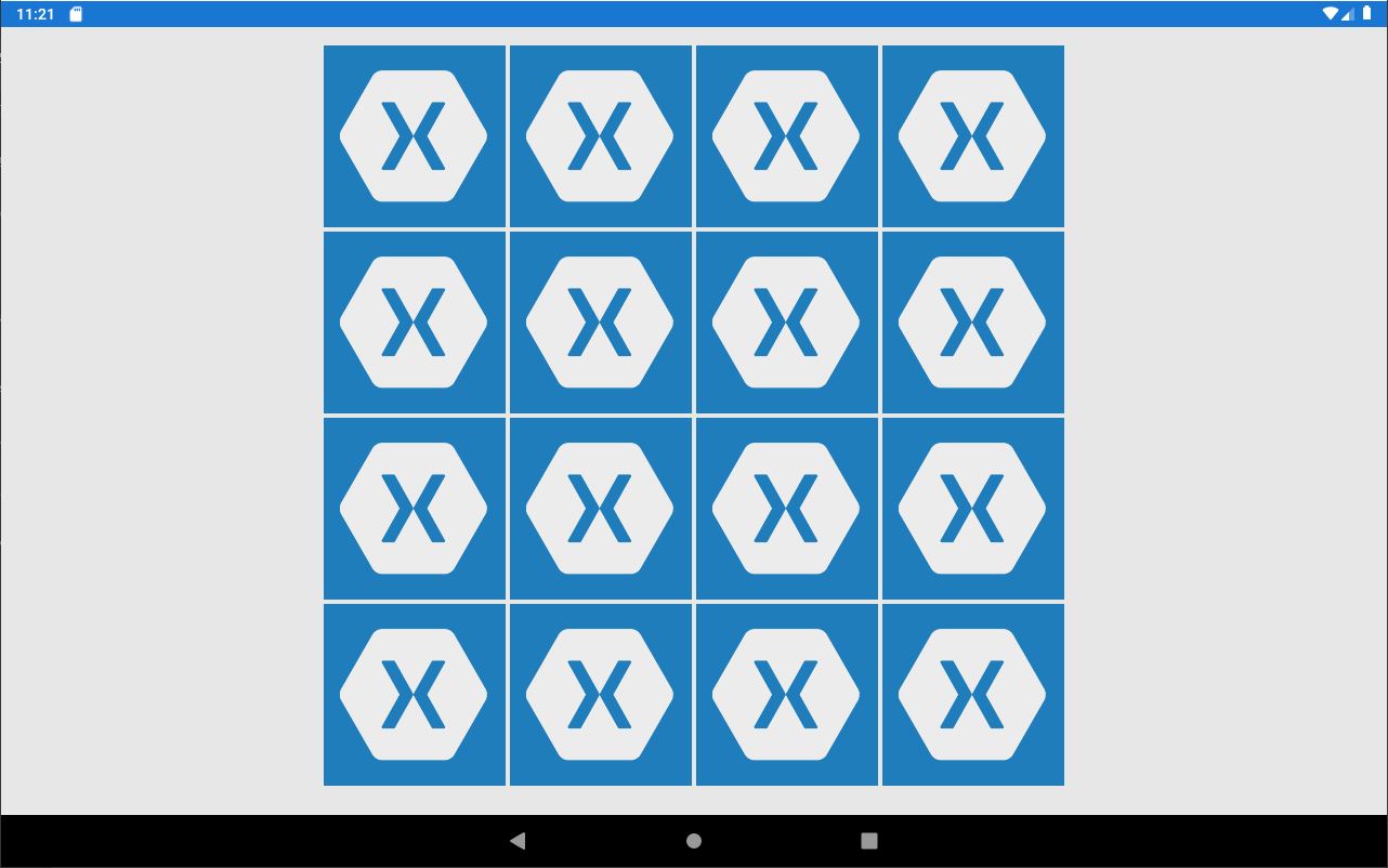 將網格居中而不以 Xamarin 形式展開