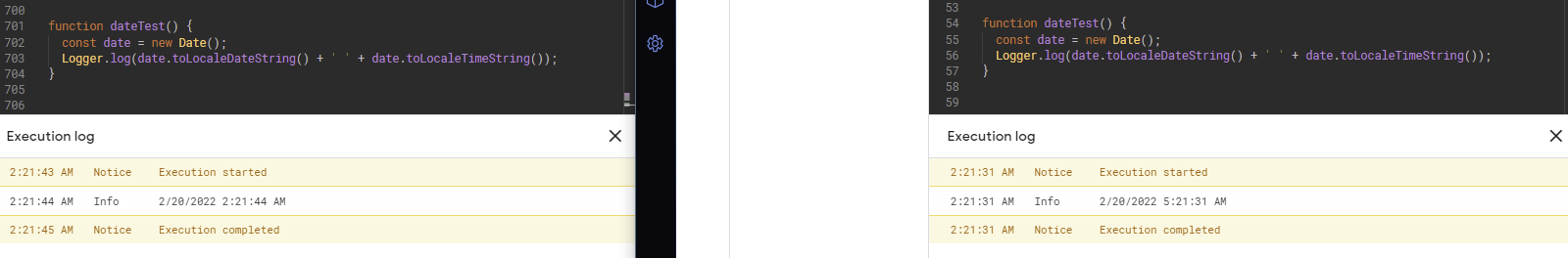 兩個應用程式腳本專案輸出不同的 toLocaleTimeString()（en-US PT & Eastern）