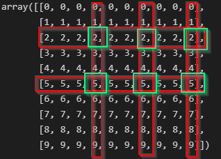 numpy 陣列切片產生錯誤索引陣列無法一起廣播