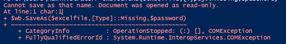 Powershell ,無法另存為該名稱。檔案以只讀方式打開