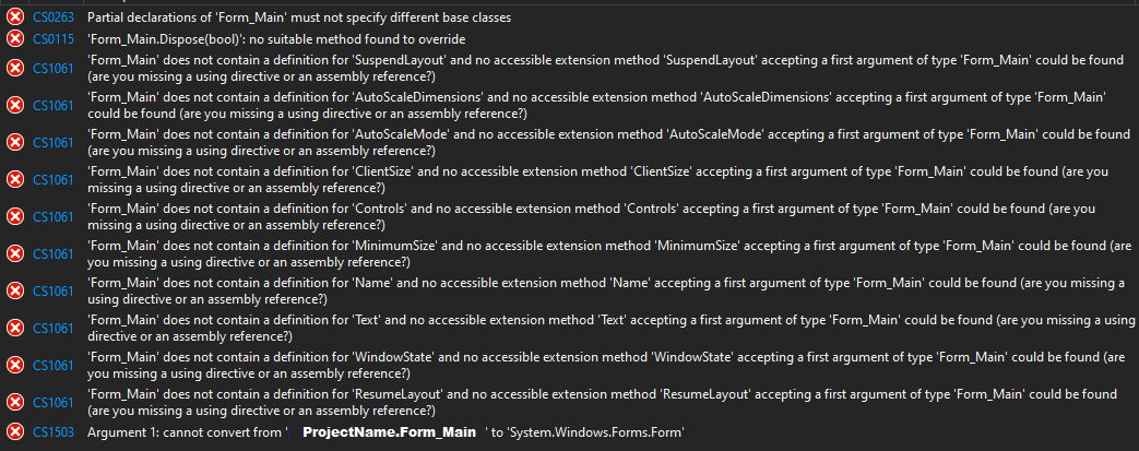 部分類 Winform 表格