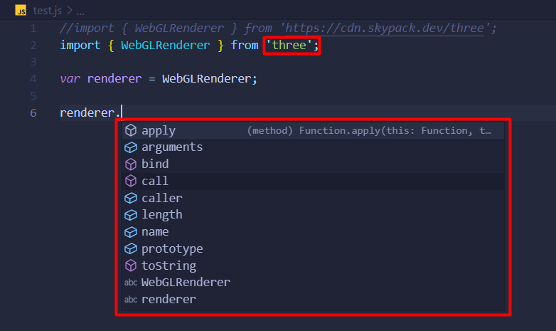 當我從 cdn 匯入模塊時,Intellisense 不起作用。代碼