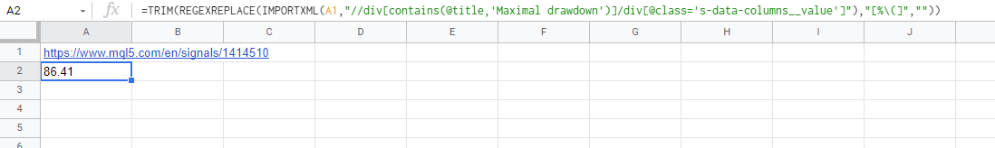 Googlesheet importxml 使用 xpath 查找值