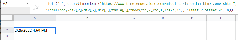 如何在 google sheet 中使用 importxml 公式從 timeanddate.com 獲取資料？