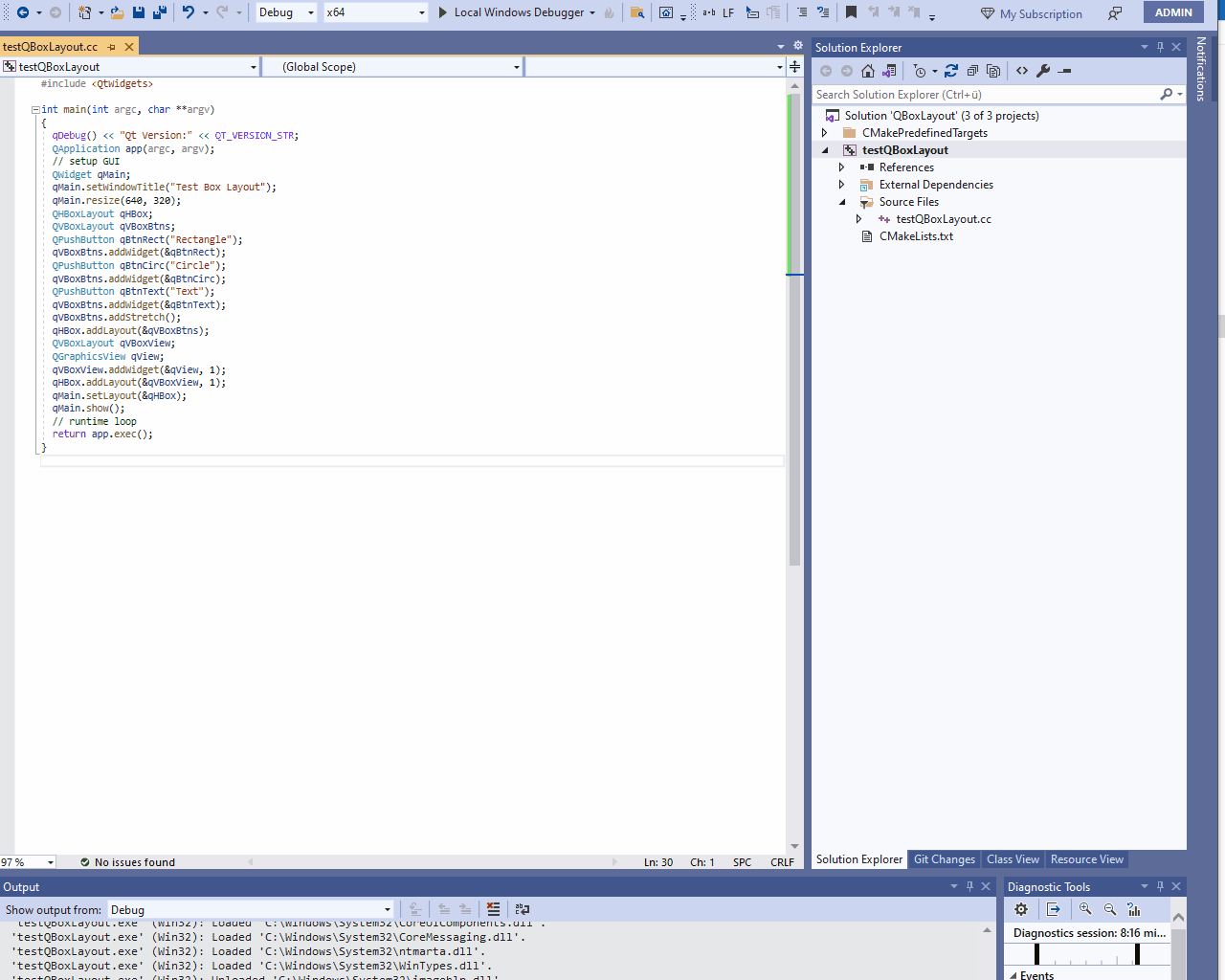 帶有布局、QPushButton 和 QGraphicsItem 的 Qt 應用程式