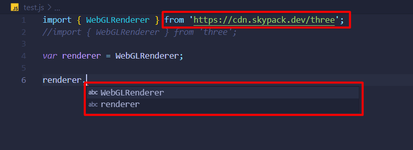 當我從 cdn 匯入模塊時,Intellisense 不起作用。代碼