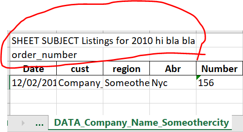為多個 Excel 作業表保留 N 處的文本和 N 2 行的標題?