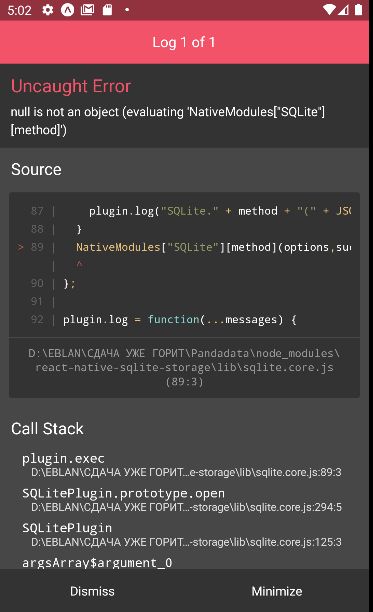 null 不是物件 Sqlite   ReactNative expo Typescript