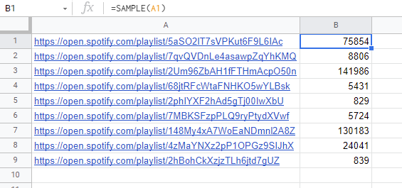 在 Google 表格上使用 JSON 獲取 URL（來自 Spotify）