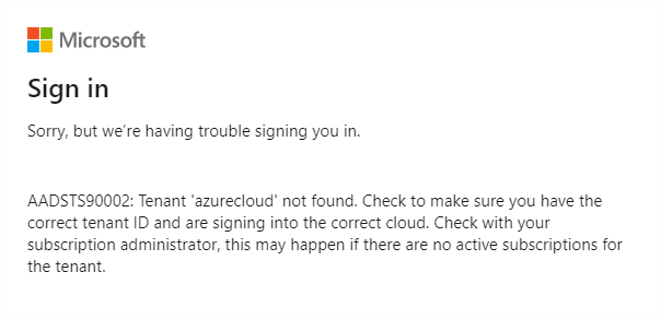 無法從 Visual Studio 登錄到 azure