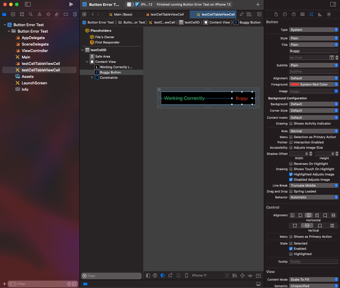 為什么 UITableViewCells 中的 UIButtons 會丟失它們在運行時設定的值并默認回傳到它們的 Interface Builder 值？