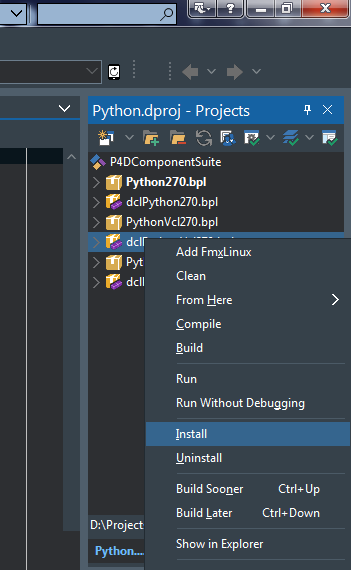 如何安裝 Python4Delphi？