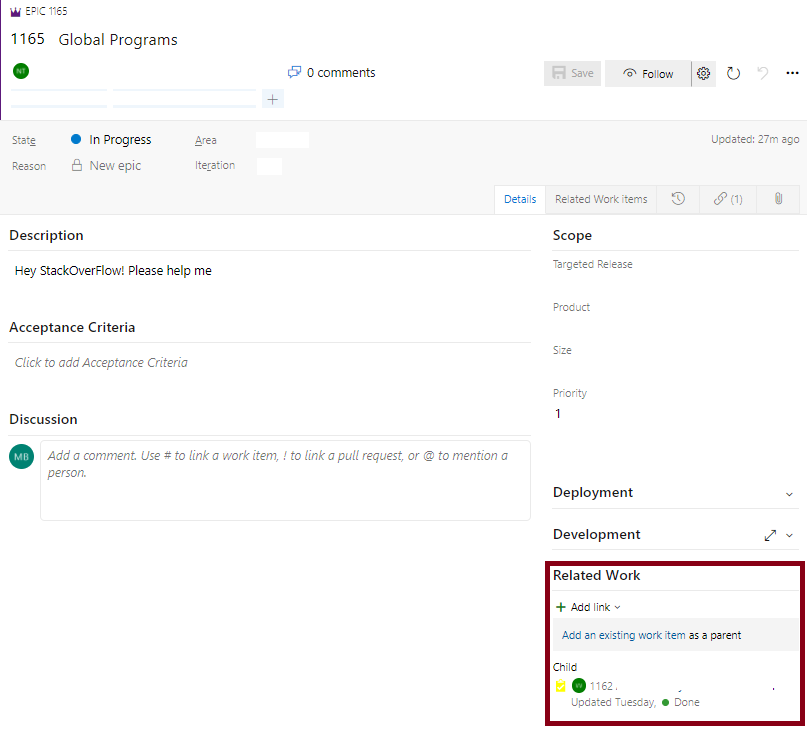 Azure web api如何查看層次結構相關/鏈接的票證