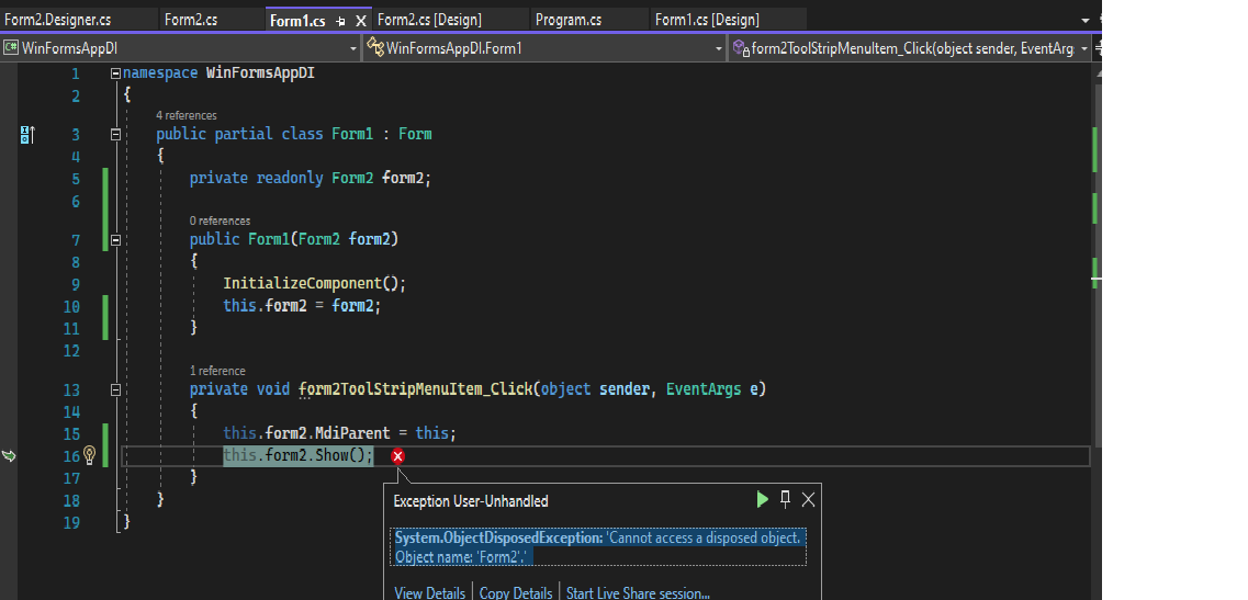 在創建 winforms 時遇到依賴注入 asp core 6 的問題？