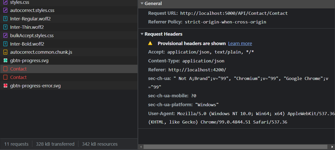 對 .NET 5 API 的 Angular API 請求 - net::ERR_CONNECTION_REFUSE