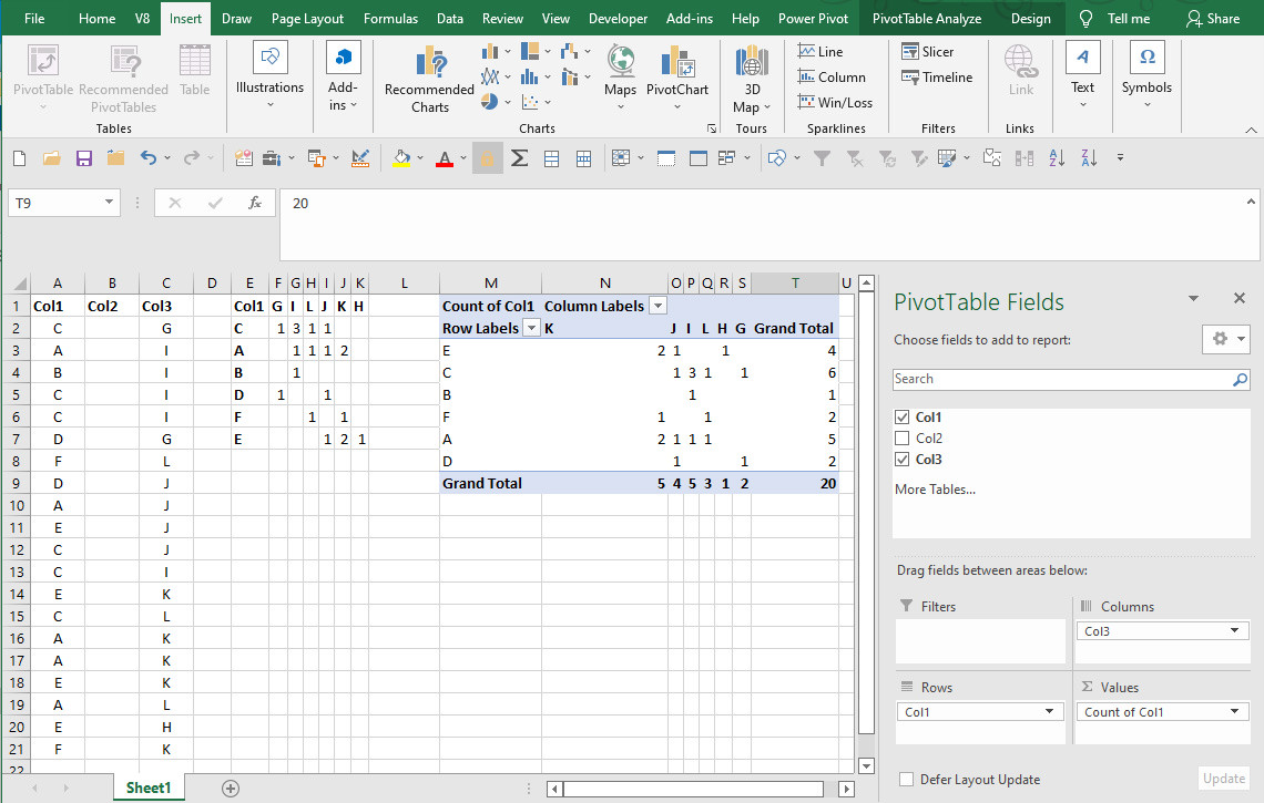 帶有 VBA 的動態 COUNTIF 矩陣